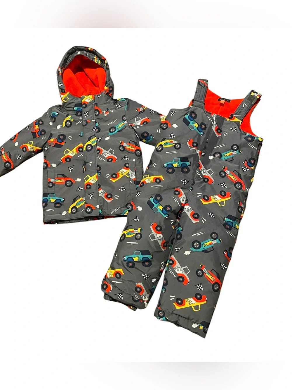 3T Childrens Place Puffer Coat Snowpants Bibs Boys Cars Trucks Jacket Overalls